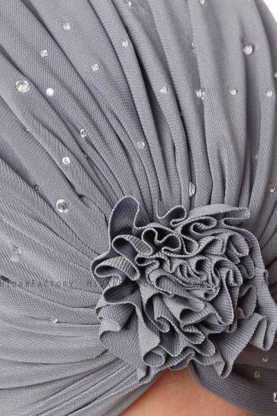 Shereen - Mörkgrå Crepe Chiffon Turban - Sehr-i Sal
