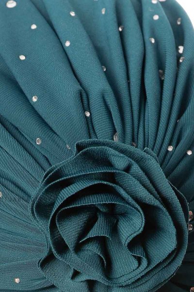 Shereen - Mörkgrön Crepe Chiffon Turban - Sehr-i Sal