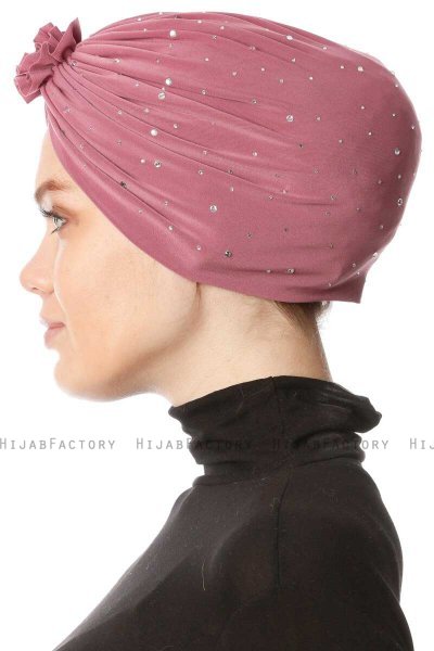 Shereen - Mörkrosa Crepe Chiffon Turban - Sehr-i Sal