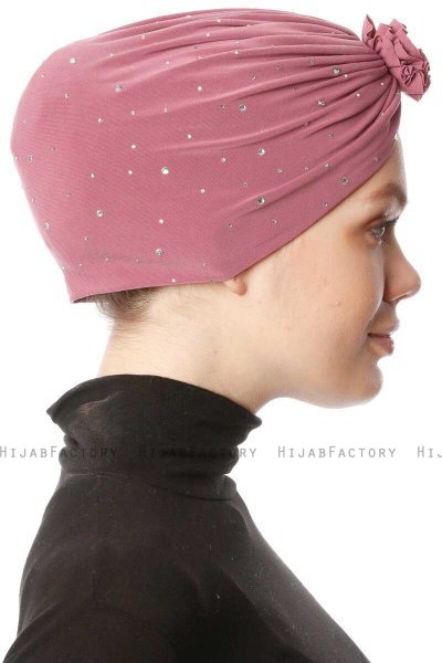 Shereen - Mörkrosa Crepe Chiffon Turban - Sehr-i Sal