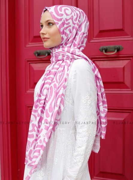 Yumna - Rosa Mönstrad Hijab