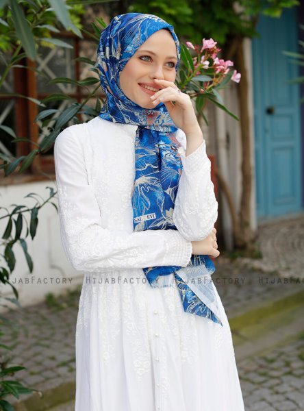 Yumna - Marinblå Mönstrad Hijab