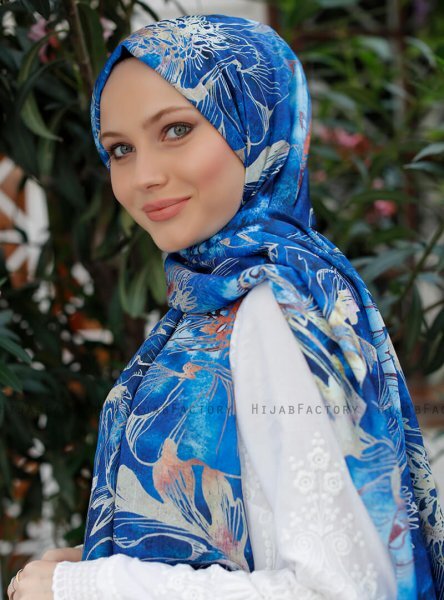 Yumna - Marinblå Mönstrad Hijab