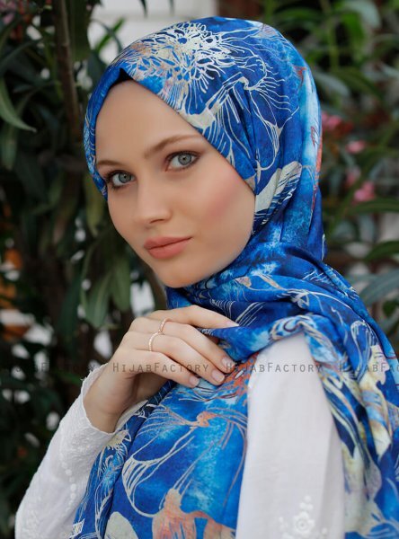 Yumna - Marinblå Mönstrad Hijab