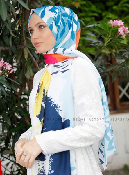 Yumna - Turkos Mönstrad Hijab
