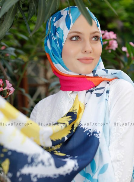 Yumna - Turkos Mönstrad Hijab