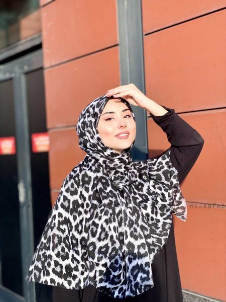 Soda - Svart Mönstrad Bomull Hijab - Mirach