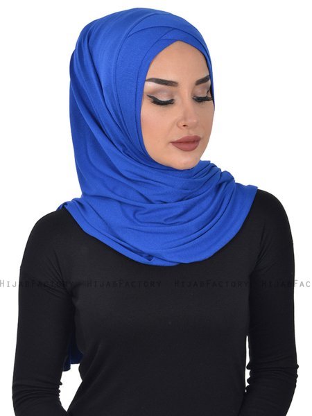 Sofia - Blå Praktisk Bumull Hijab