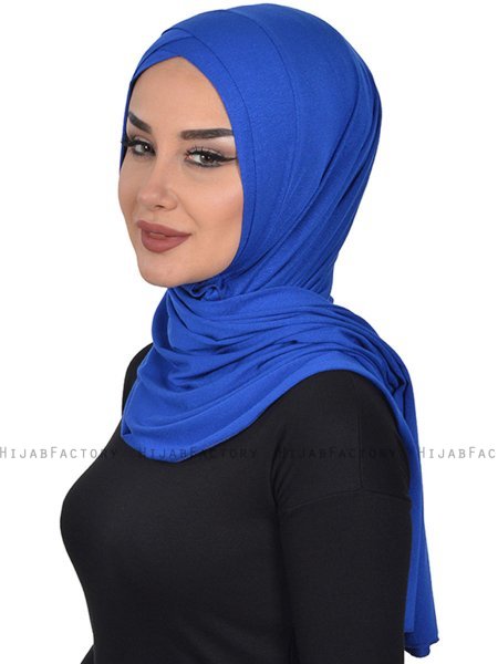 Sofia - Blå Praktisk Bumull Hijab