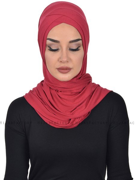 Sofia - Bordeaux Praktisk Bumull Hijab