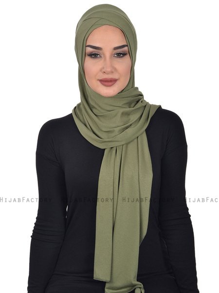 Sofia - Khaki Praktisk Bumull Hijab