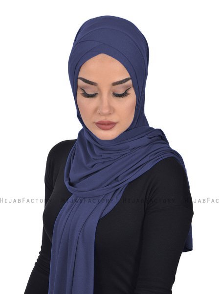 Sofia - Marinblå Praktisk Bumull Hijab