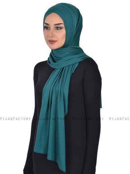 Sofia - Mörkgrön Praktisk Bumull Hijab