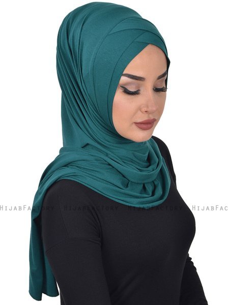 Sofia - Mörkgrön Praktisk Bumull Hijab