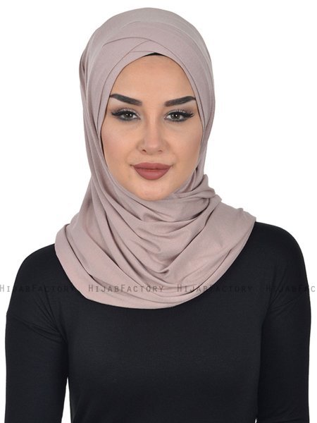 Sofia - Taupe Praktisk Bumull Hijab