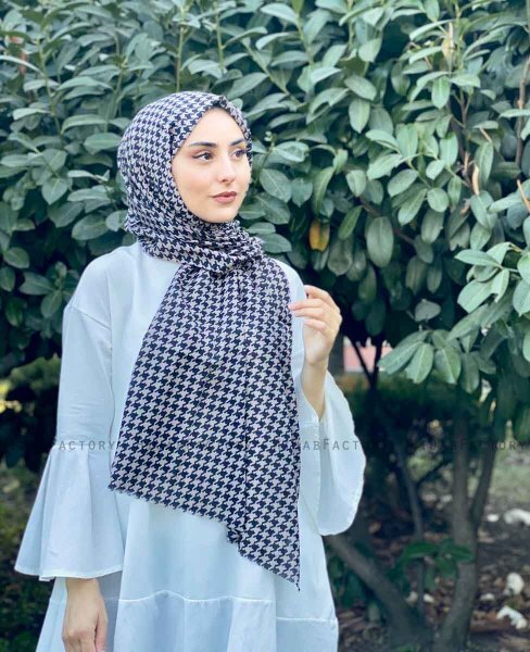 Soheila - Svart & Brun Mönstrad Bomull Hijab