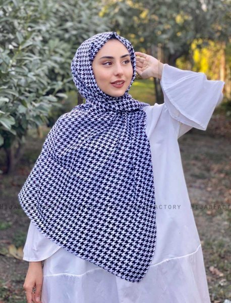 Soheila - Svart & Vit Mönstrad Bomull Hijab