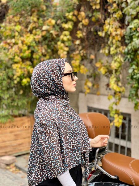 Suha - Blå Leopard Mönstrad Bomull Hijab