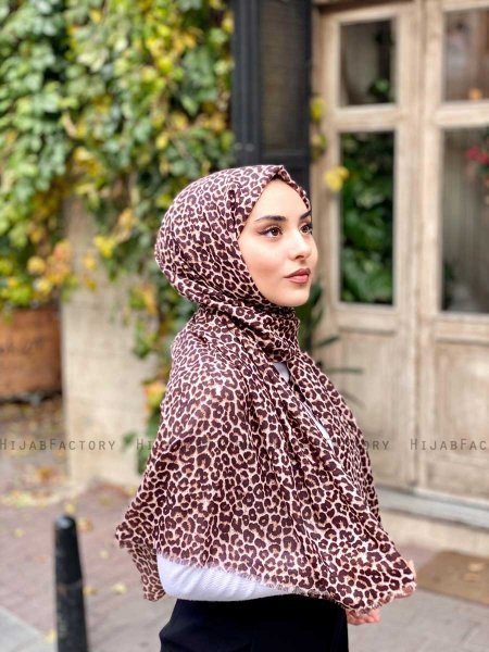 Suha - Brun Leopard Mönstrad Bomull Hijab