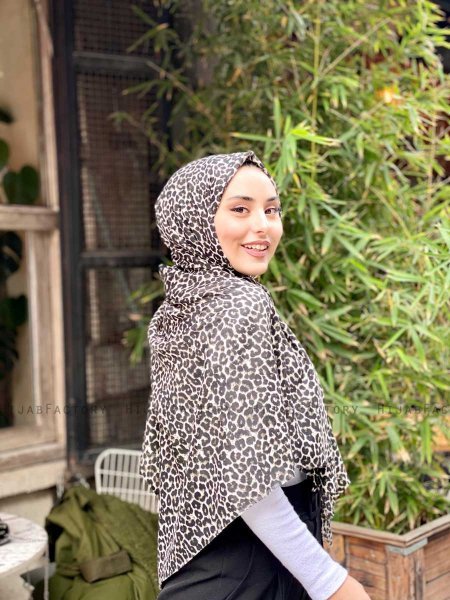 Suha - Khaki Leopard Mönstrad Bomull Hijab