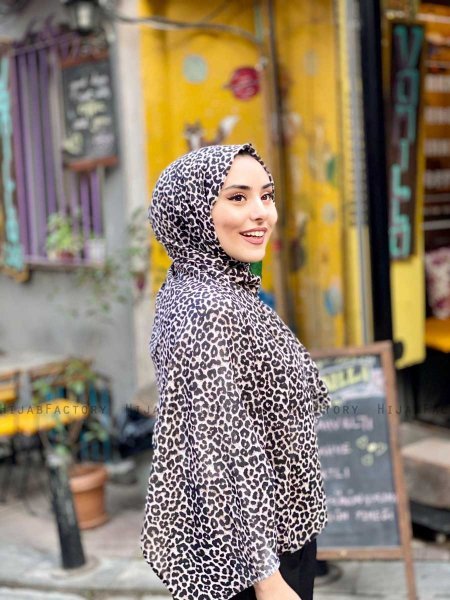 Suha - Taupe Leopard Mönstrad Bomull Hijab