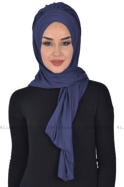 Tamara - Marinblå Praktisk Bumull Hijab
