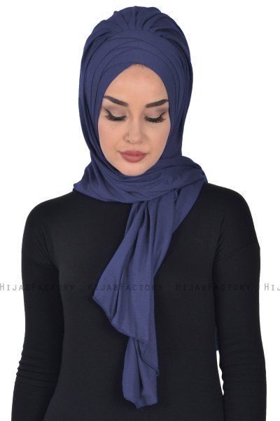 Tamara - Marinblå Praktisk Bumull Hijab
