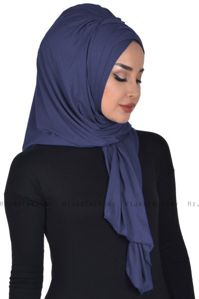 Tamara - Marinblå Praktisk Bumull Hijab