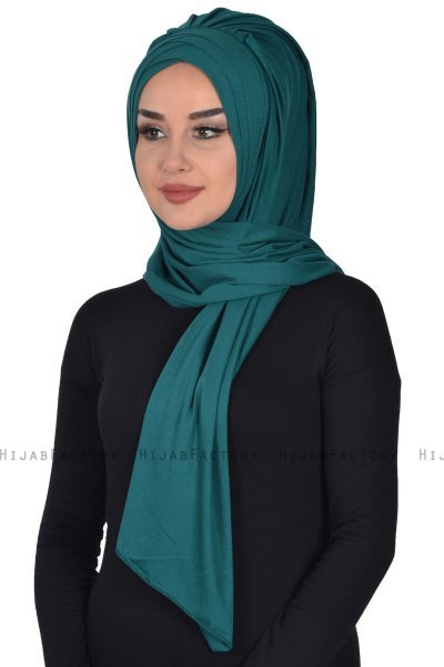 Tamara - Mörkgrön Praktisk Bumull Hijab