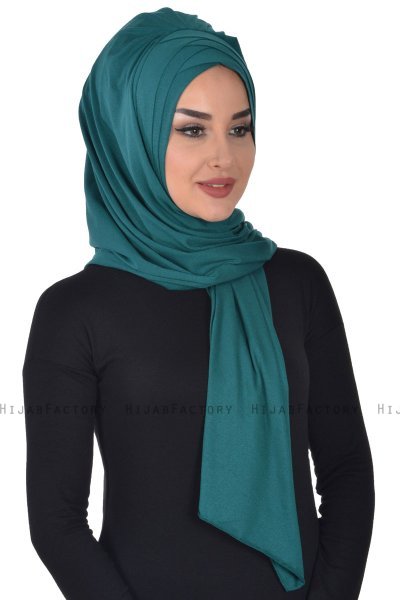 Tamara - Mörkgrön Praktisk Bumull Hijab