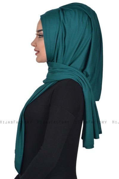 Tamara - Mörkgrön Praktisk Bumull Hijab