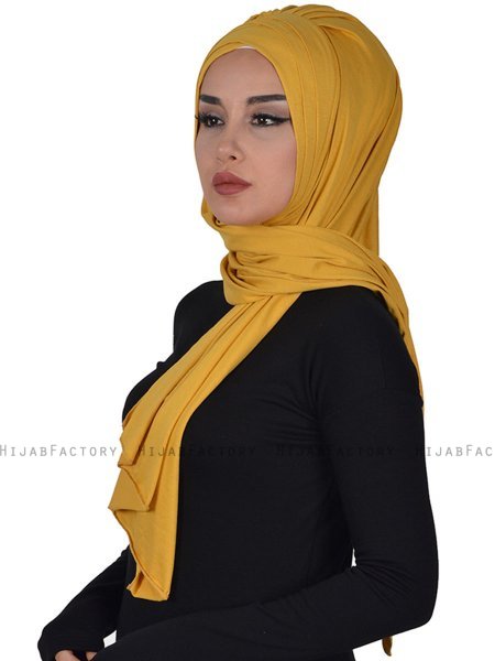 Tamara - Senapsgul Praktisk Bumull Hijab