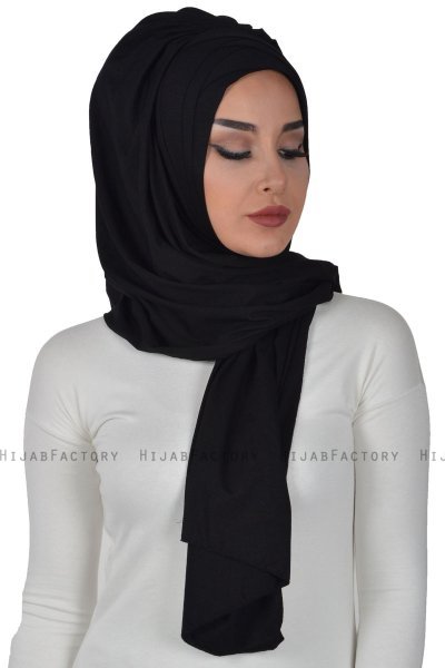Tamara - Svart Praktisk Bumull Hijab