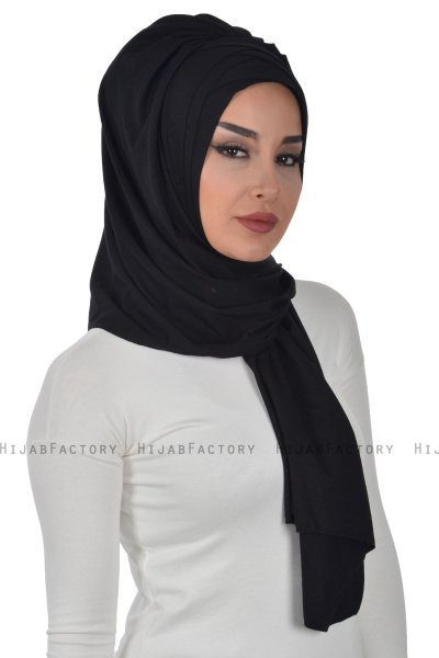 Tamara - Svart Praktisk Bumull Hijab