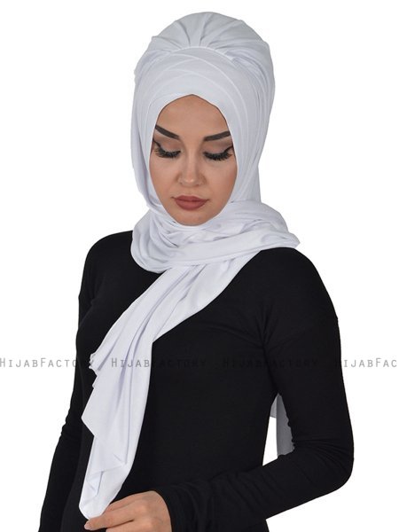 Tamara - Vit Praktisk Bumull Hijab