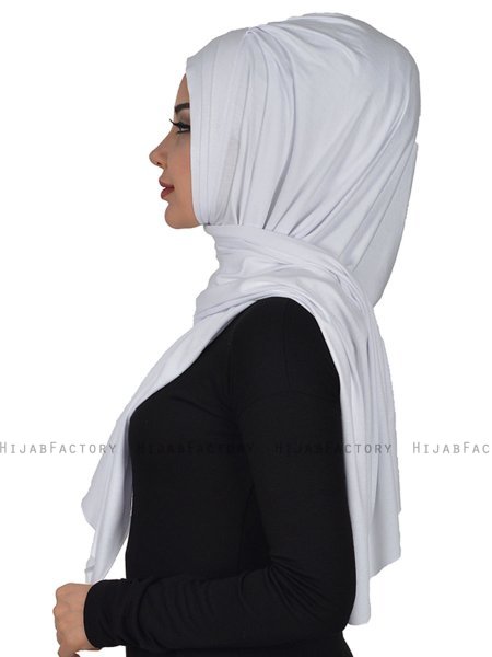 Tamara - Vit Praktisk Bumull Hijab