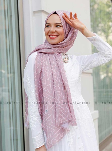 Tharaa - Rosa Mönstrad Hijab - Sal Evi