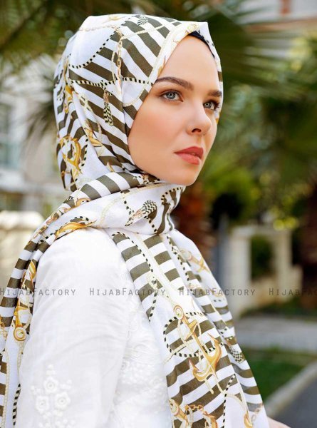 Ulima - Khaki Mönstrad Hijab - Sal Evi