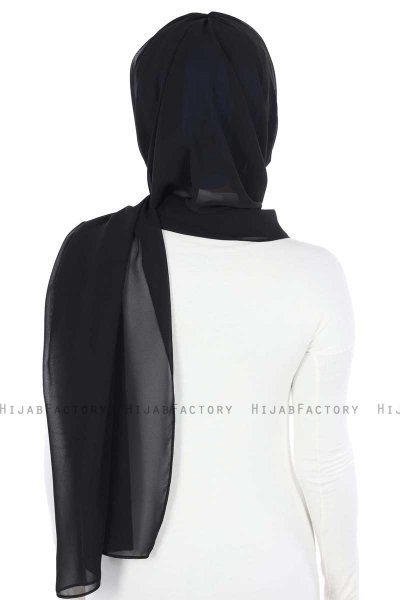 Vera - Blå & Svart Praktisk Chiffon Hijab