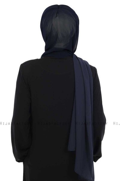 Vera - Creme & Marinblå Praktisk Chiffon Hijab