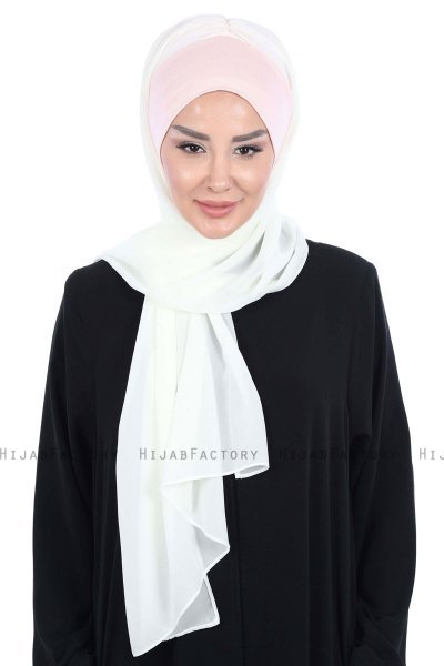 Vera - Gammelrosa & Creme Praktisk Chiffon Hijab