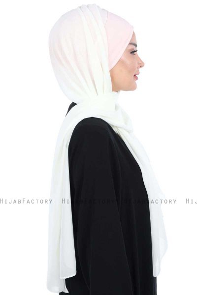 Vera - Gammelrosa & Creme Praktisk Chiffon Hijab