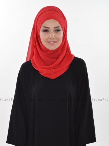 Viola Röd Chiffon Hijab Ayse Turban 325506a