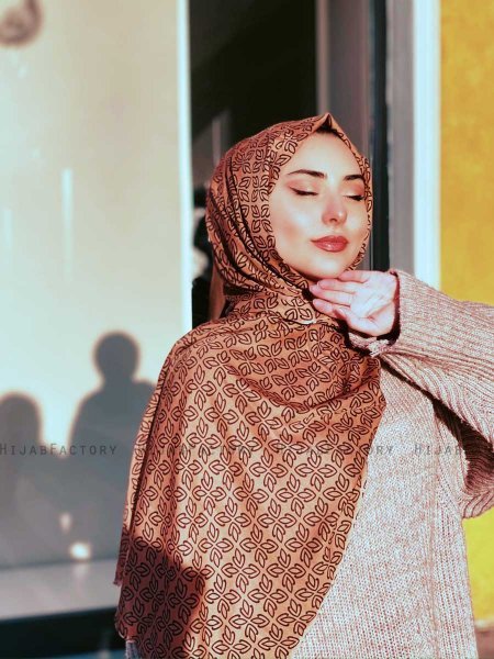 Wahida - Kanel Mönstrad Bomull Hijab - Mirach