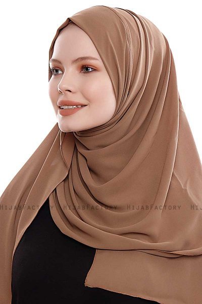 Yara - Brun Praktisk One Piece Crepe Hijab