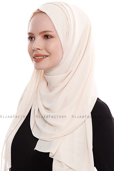 Yara - Ljus Beige Praktisk One Piece Crepe Hijab
