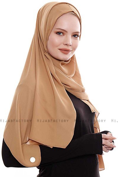 Yara - Ljus Karamel Praktisk One Piece Crepe Hijab