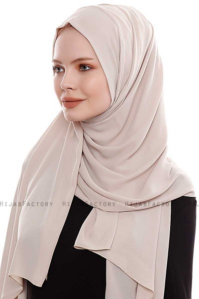 Yara - Ljus Taupe Praktisk One Piece Crepe Hijab