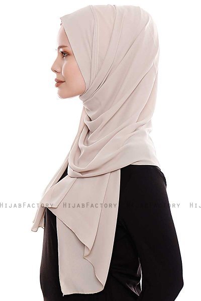 Yara - Ljus Taupe Praktisk One Piece Crepe Hijab