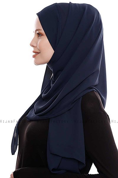 Yara - Marinblå Praktisk One Piece Crepe Hijab